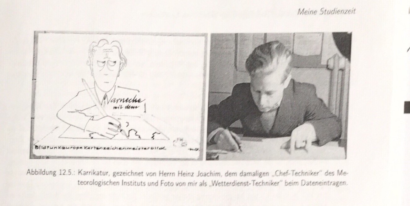 Dr. Günter Warnecke zeichnet eine Wetterkarte 
