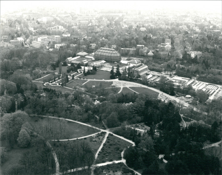 Luftaufnahme des Botanischen Gartens, 1980 