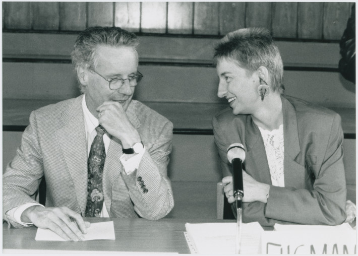 Finanzsenatorin Annette Fugmann-Heesing und Hans Merkens, 04.07.1996