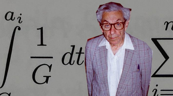 Paul Erdős vor einer Gleichung